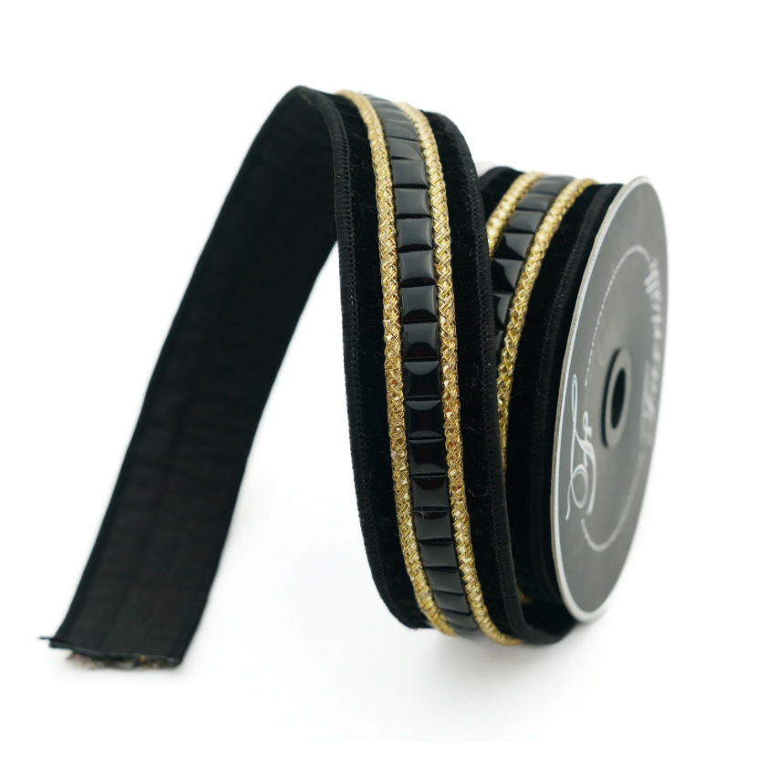 1.5"X5YD Gemstones (Black) Farrisilk