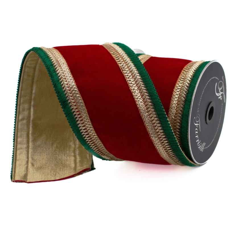 4"X5YD Royal Fringe (Red & Green) Farrisilk
