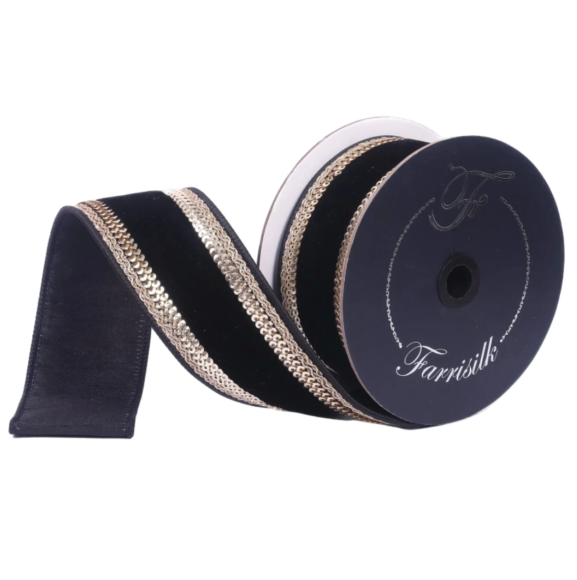 2.5"X10YD Chateau Noel (Black) Farrisilk