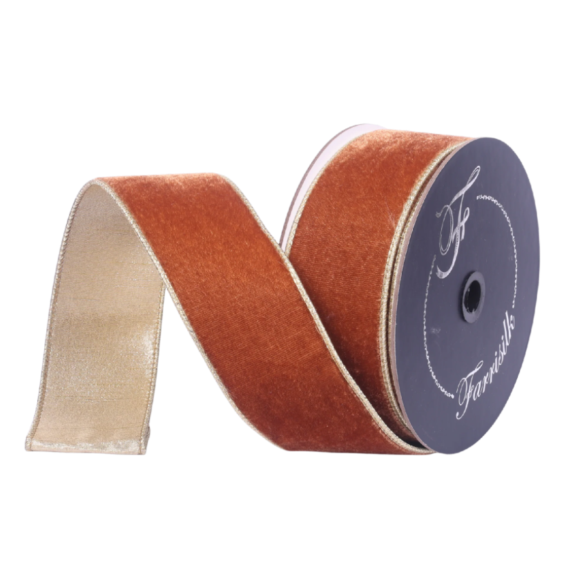 1"X10YD Flashy Velvet (Pecan) Farrisilk