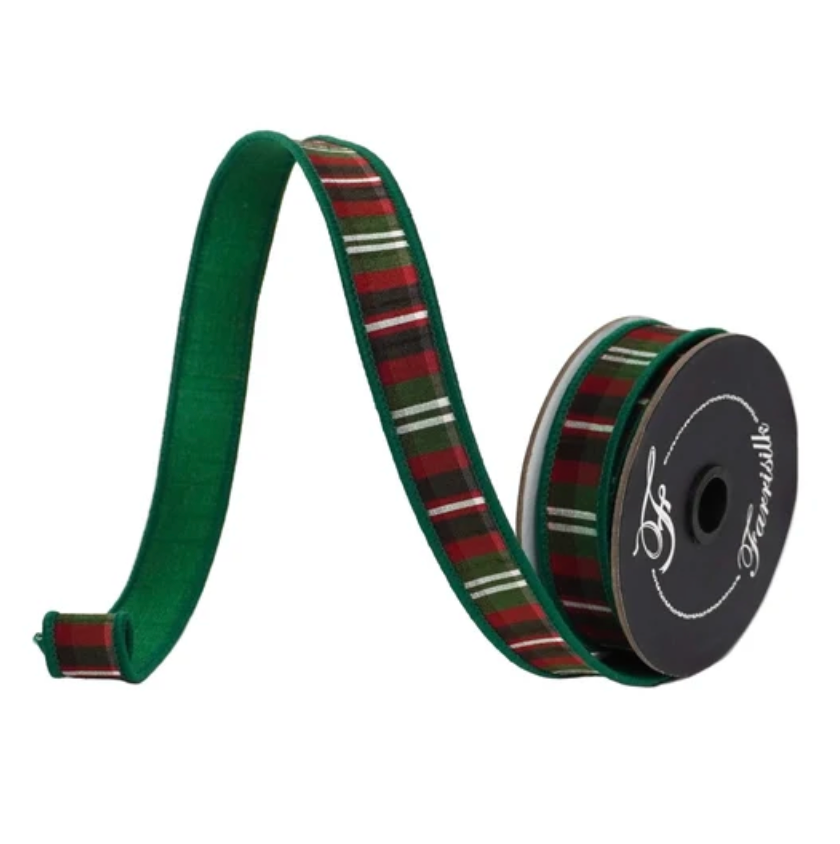 1"X10YD Christmas Plaid (Emerald/Red/Multi) Farrisilk