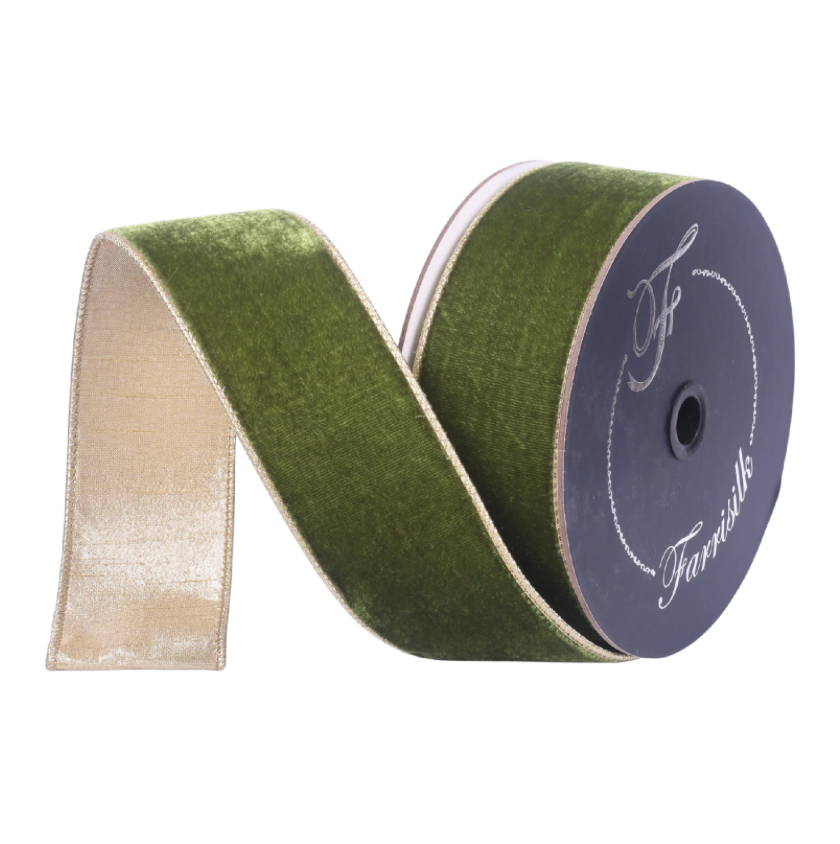 1.5"X10YD Flashy Velvet (Forest Green) Farrisilk