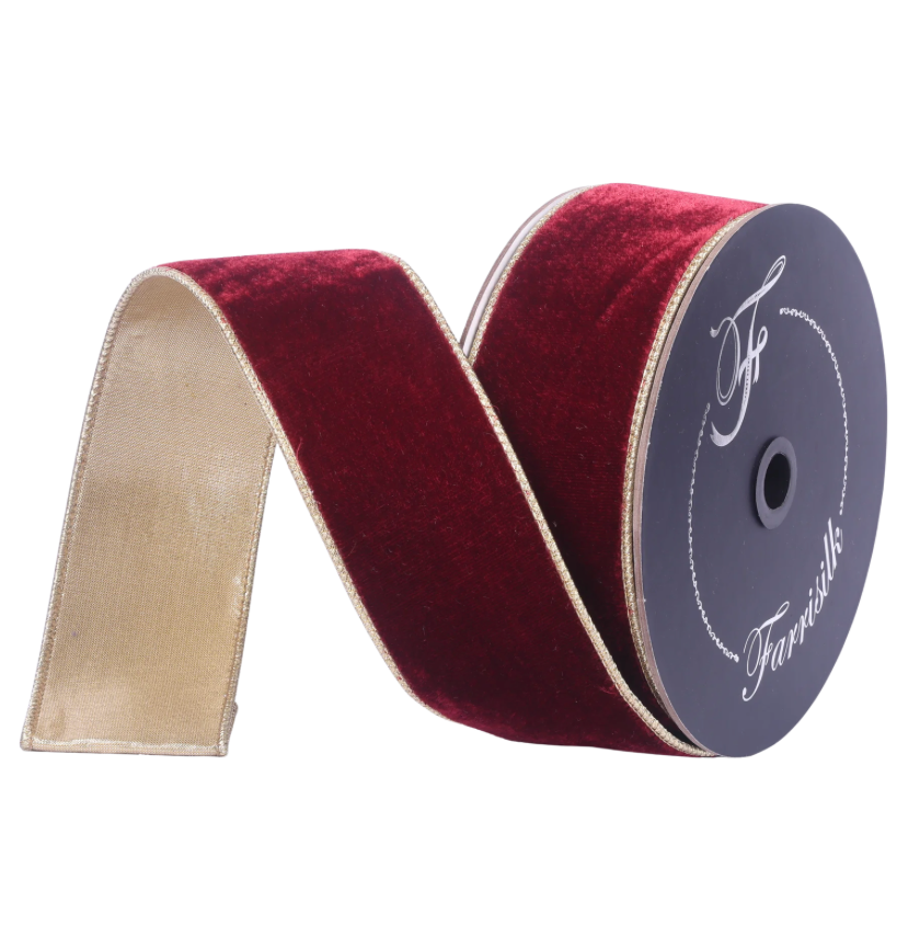 2.5"X10YD Flashy Velvet (Burgundy) Farrisilk