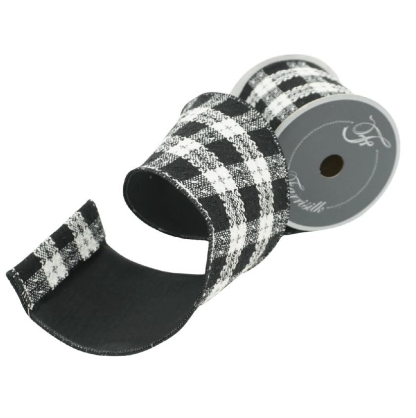 4"X5YD Preppy Plaid (Black/White) Farrisilk