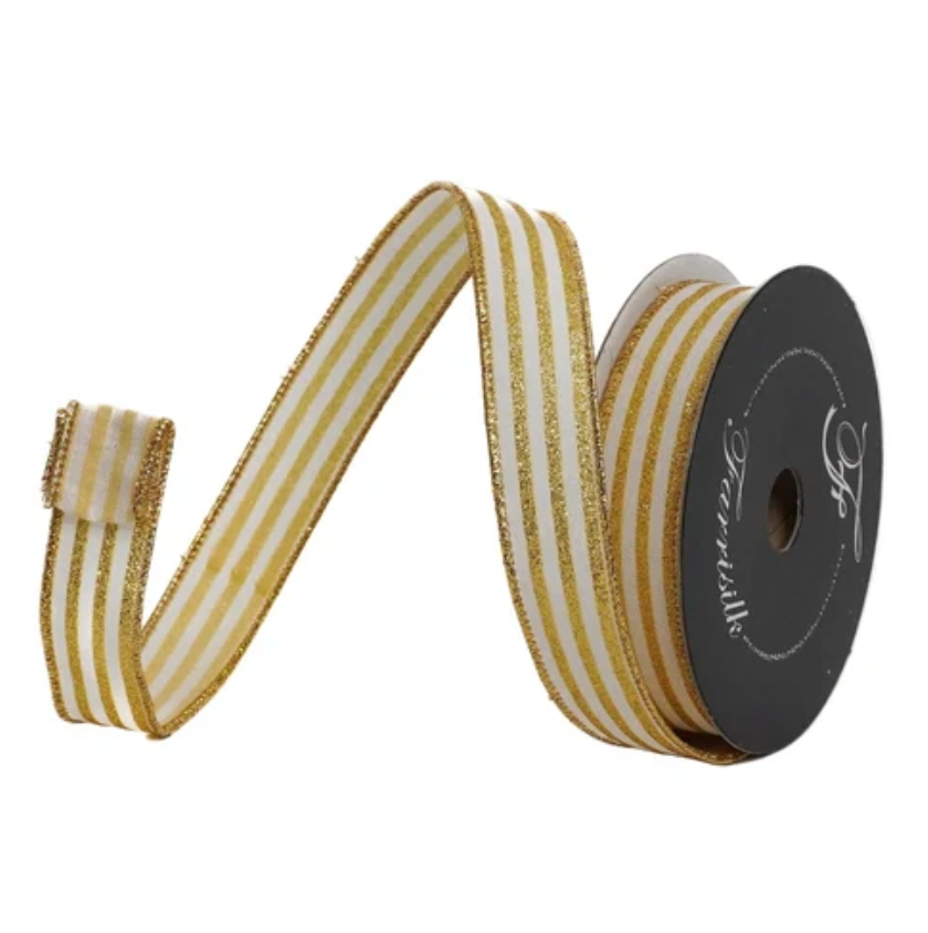 1"X10YD Mini Glitter Stripes (Gold) Farrisilk