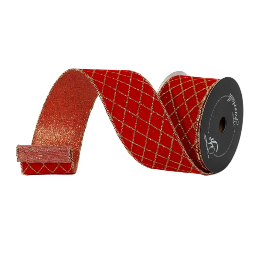 2.5"X10YD Nutcracker Diamonds (Red/Gold)