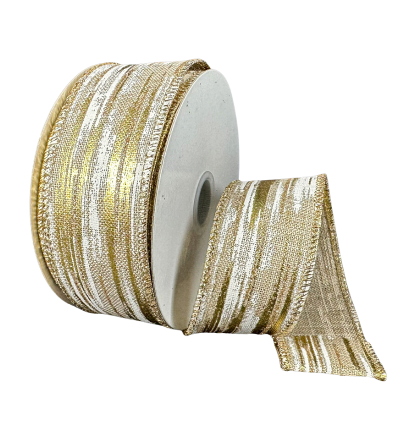 1.5"X10Y Vertical Brush Strokes (Linen/Gold)