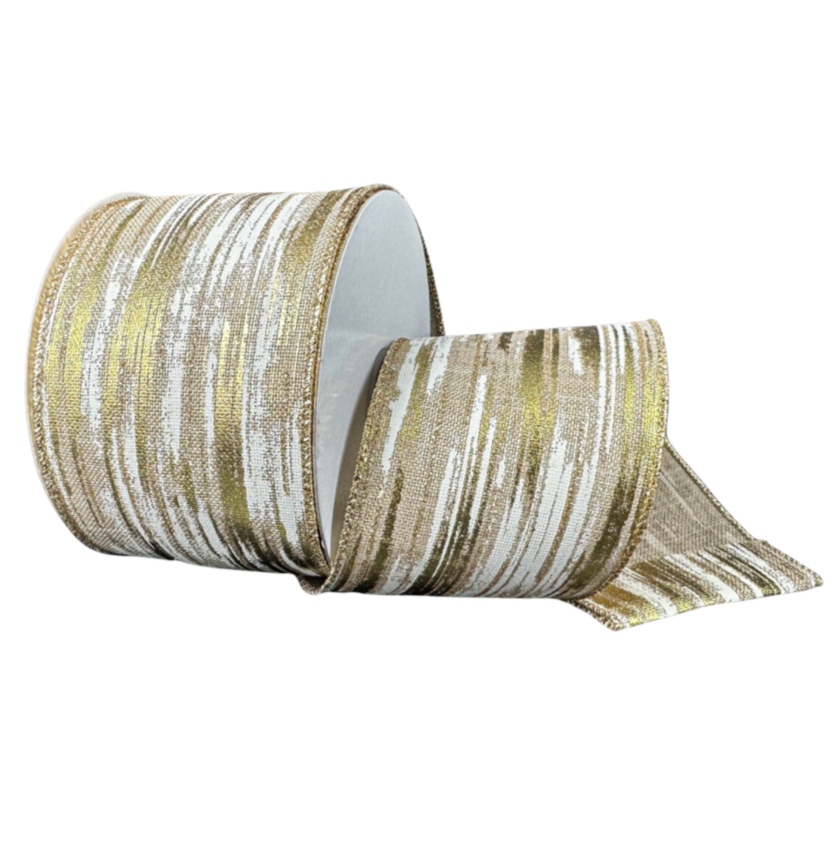 2.5"X10Y Vertical Brush Strokes (Linen/Gold)