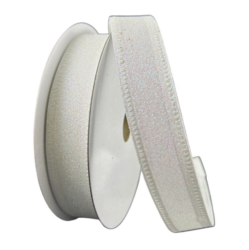 7/8"X10Y All Flat Glitter (White/Iridescent)