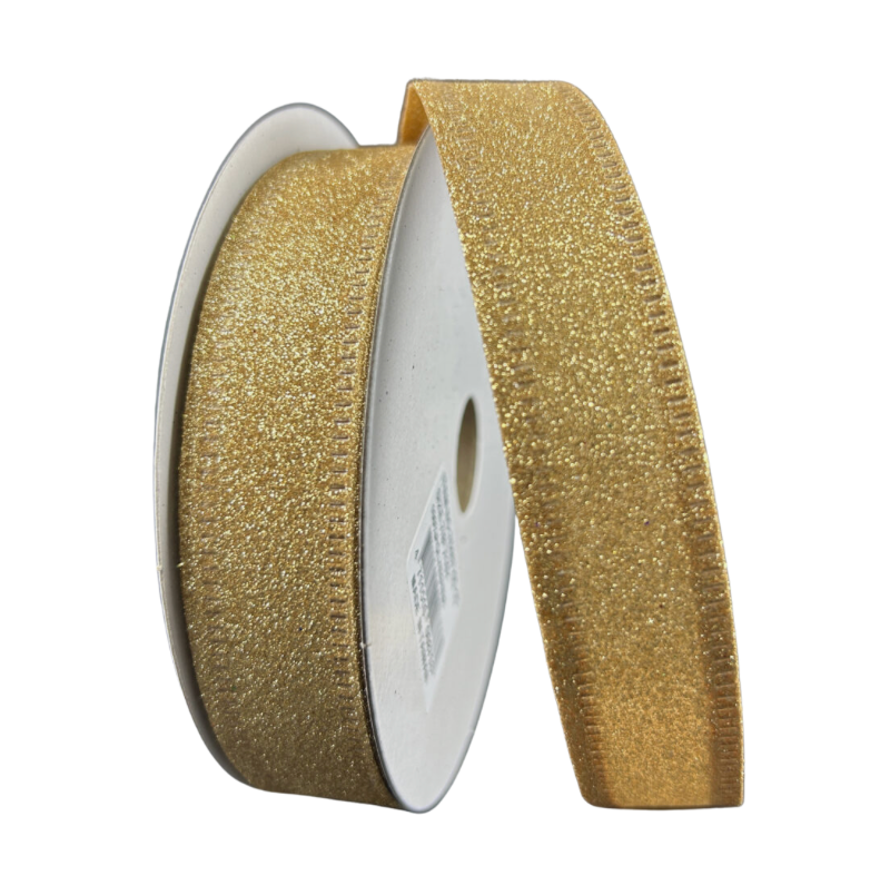 7/8"X10Y All Flat Glitter (Gold)
