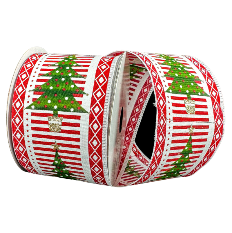 2.5"X10Y Christmas Tree Pot Stripes (Red/White)