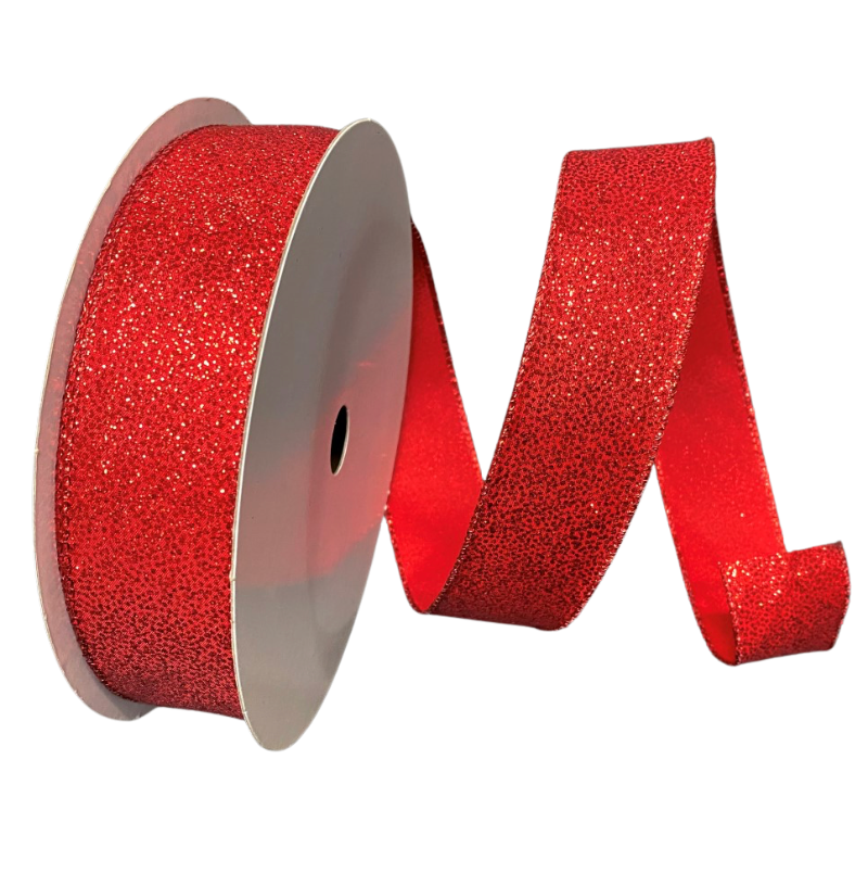 1.5"X50Y Glittered Satin (Red)