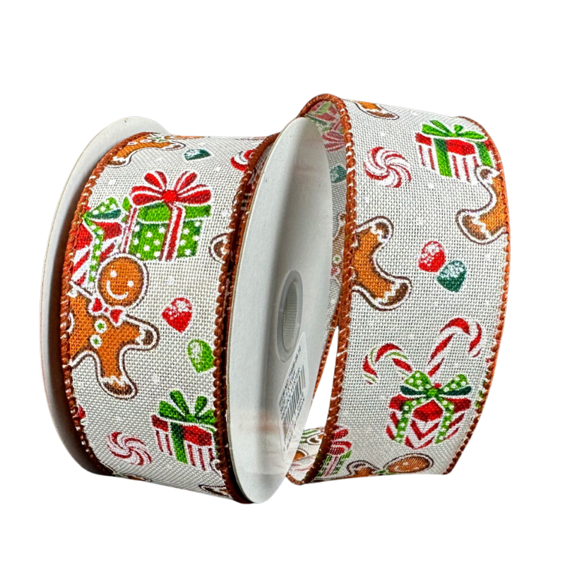 1.5"X10Y Gingerbread & Presents (Ivory)