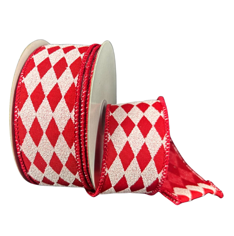 1.5"X10Y Glitter Harlequin (Red/White)