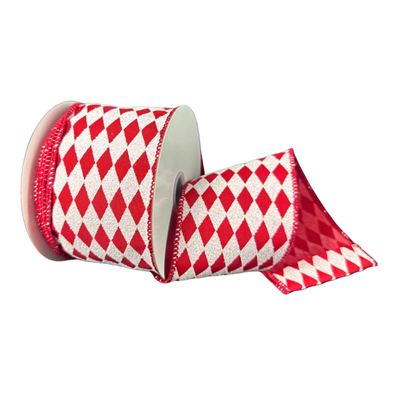 2.5"X10Y Glitter Harlequin (Red/White)
