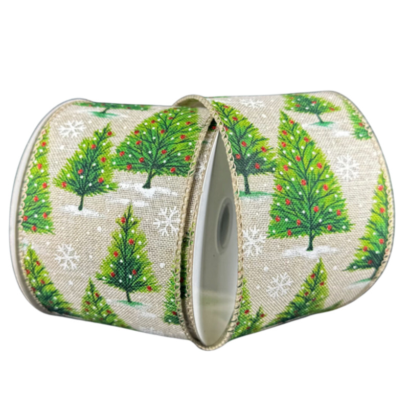 2.5"X10Y Tree W/ Red Ornaments In Snowy Forest