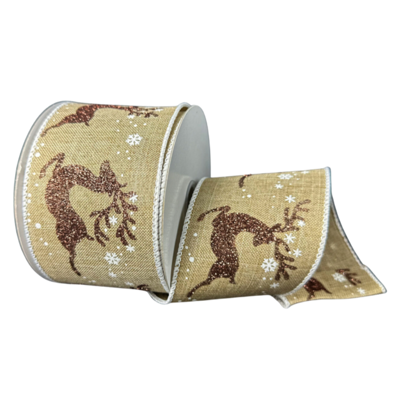 2.5"X10Y Glitter Reindeer Dancing In Snow (Brown)