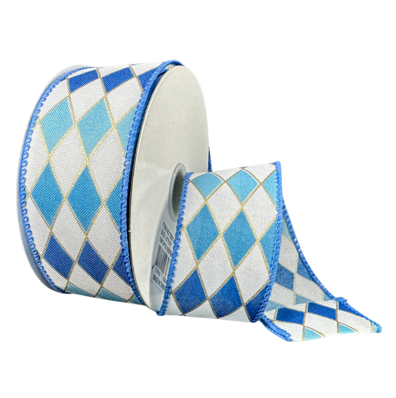 1.5"X10Y Harlequin (Blue/Gold/White)