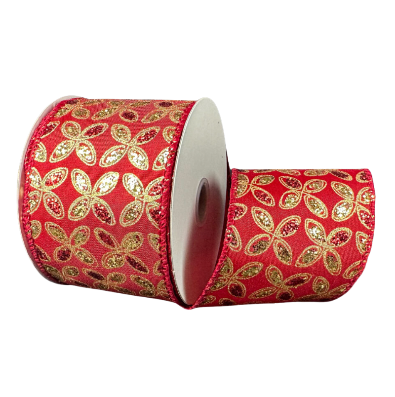 2.5"X10Y Glitter Petals (Red/Gold)