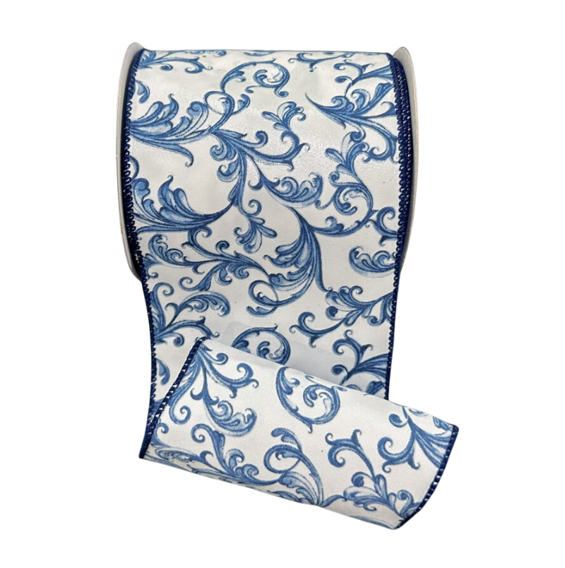4"X10Y Chinoiserie Swirls (Blue/White)