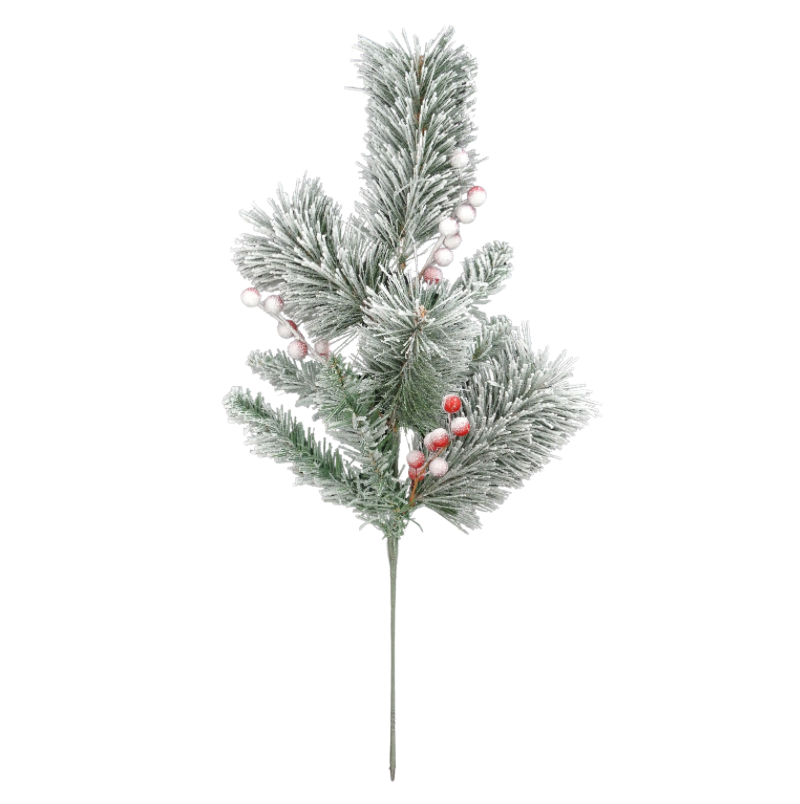 24" Pine Spray W/ Snow & Berries