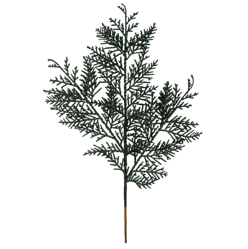 24" Glitter Cedar Spray (Dark Green)