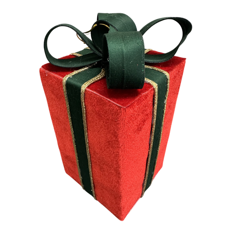 9" Large Decor Velvet Gift Box (Red/Green/Gold)
