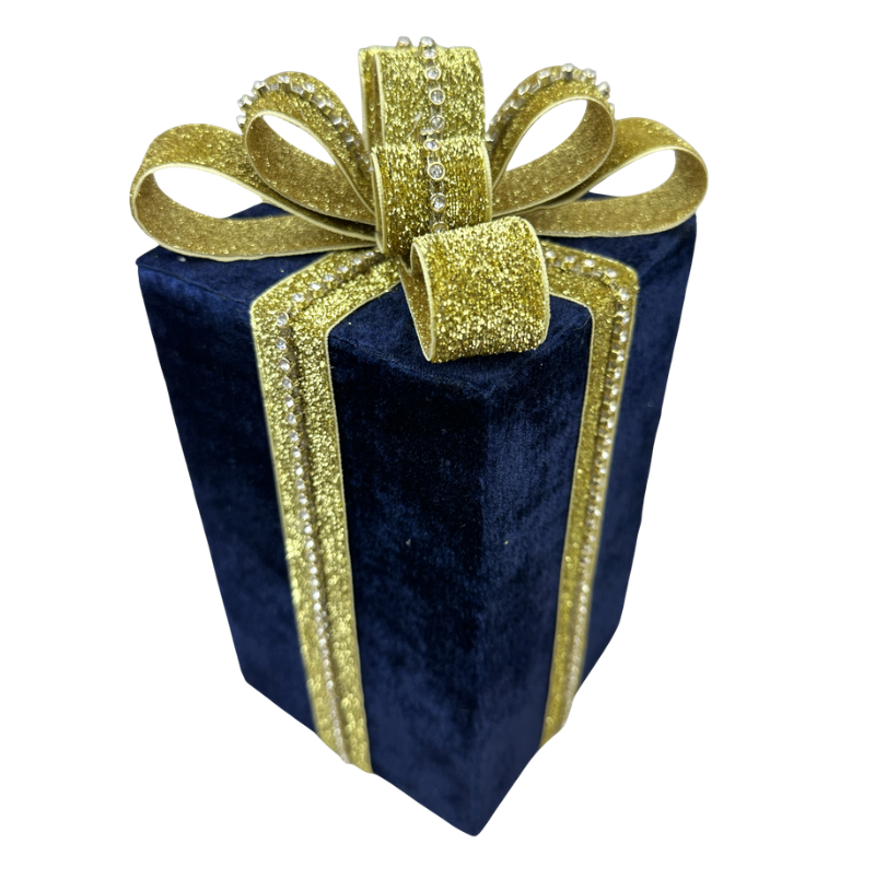 10" Decor Gift Box Large (Blue/Gold)