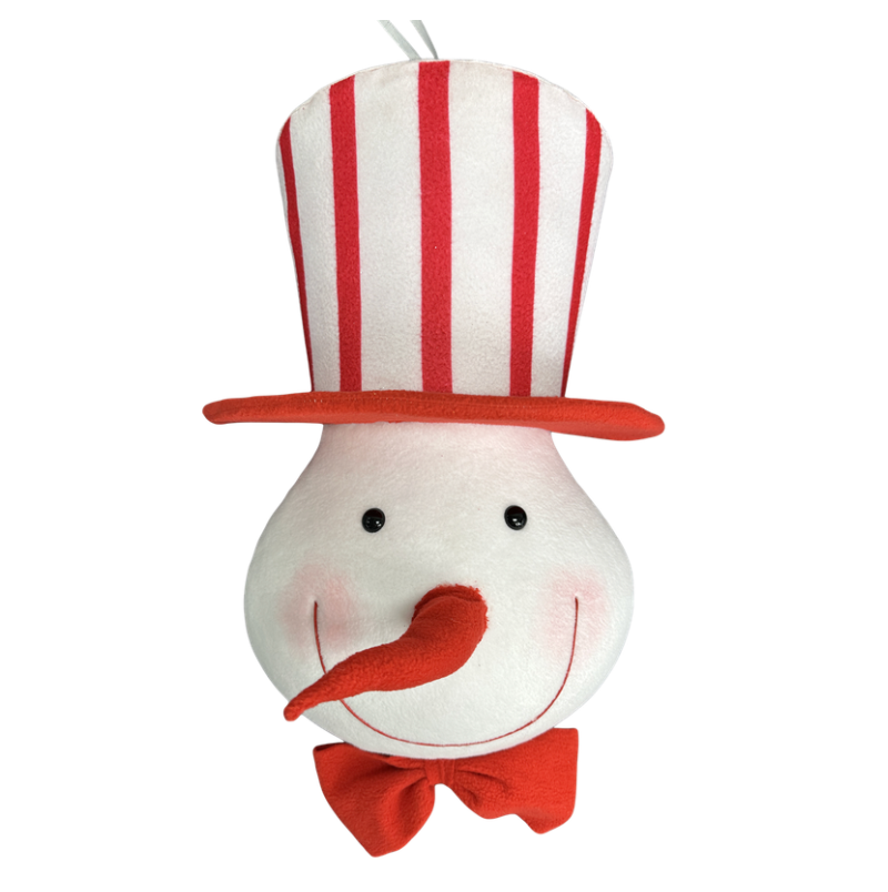 18" Ornament Snowman Head (Red/White)