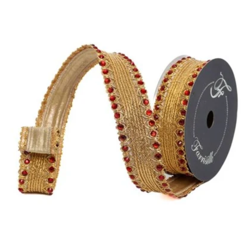 1.5"X5YD Jeweled Cadet (Red) Farrisilk
