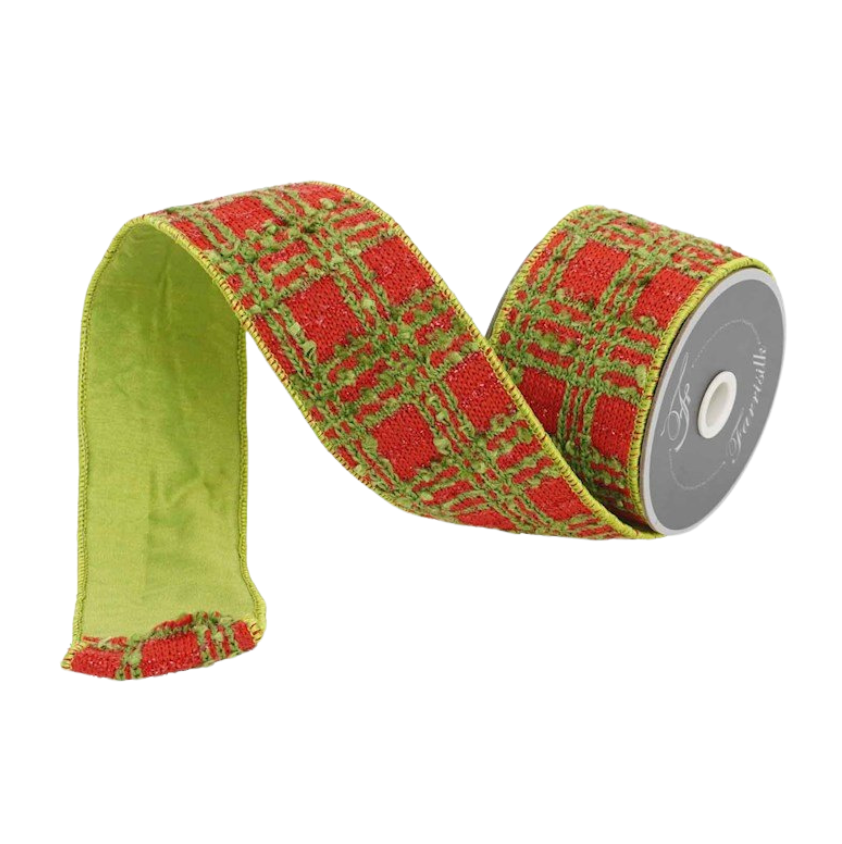 2.5"X5YD Who-Liday Plaid (Red/Lime) Farrisilk