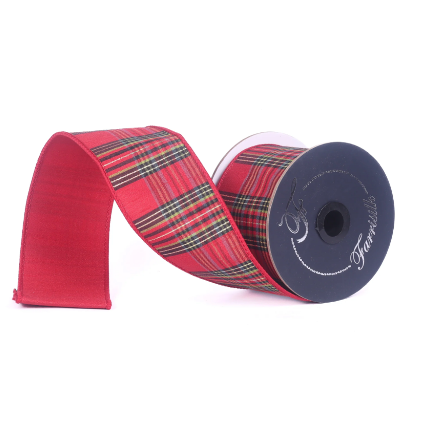 2.5"X10YD Christmas Plaid (Red/Lime/Black) Farrisilk