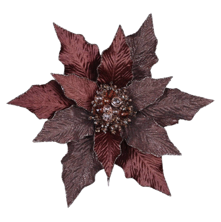 15"DIA Festive Poinsettia Stem (Chocolate) Farrisilk