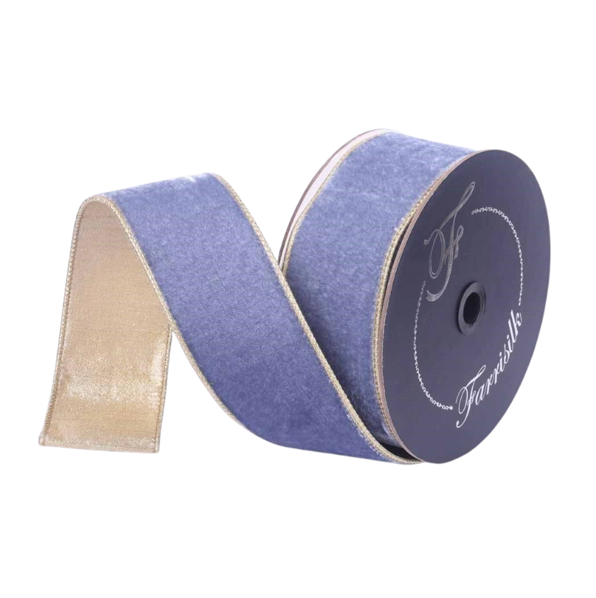 2.5"X10YD Flashy Velvet (Steel Blue) Farrisilk