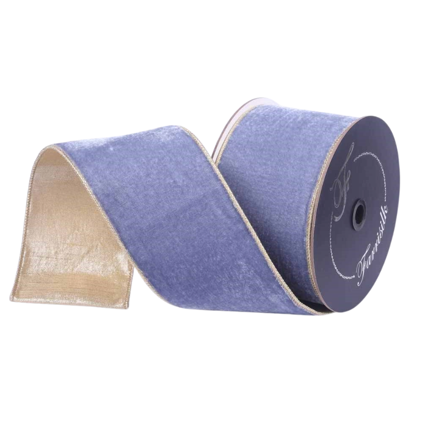 4"X10YD Flashy Velvet (Steel Blue) Farrisilk