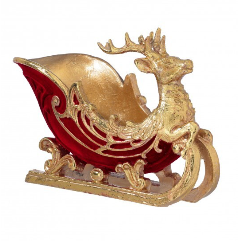 15" Resin Flocked Deer Sleigh