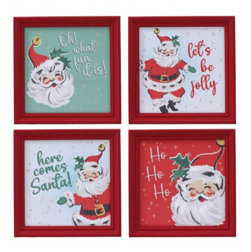12X12" Oh What Fun Santa Framed Art (Assorted) Purchase is for ONE