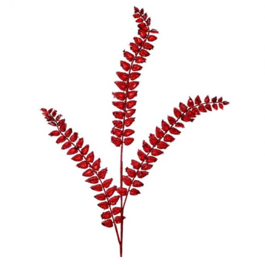 34.5" Jeweled Glitter Fern Spray (Red)