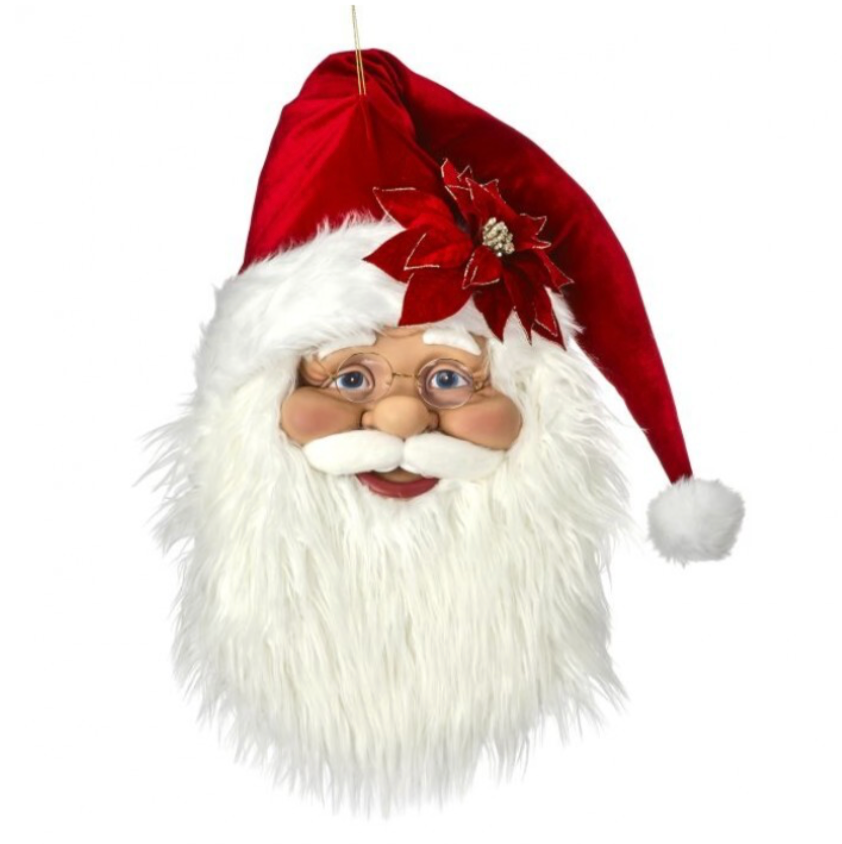 26" Velvet Santa Bust Wall Hanging