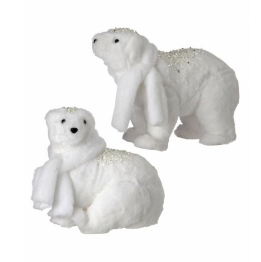 9.5-13.5" Faux Fur Polor Bear W/Scarf (Sold Individually, Purchase is for ONE)