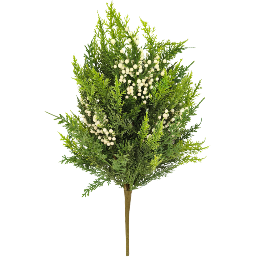 19" Mixed Pine Berry Bush (Cream)