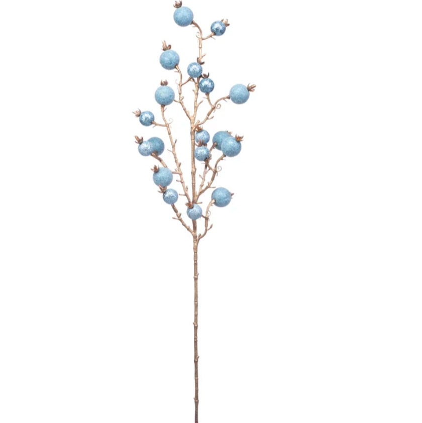 29" Light Blue Iced Berry Spray