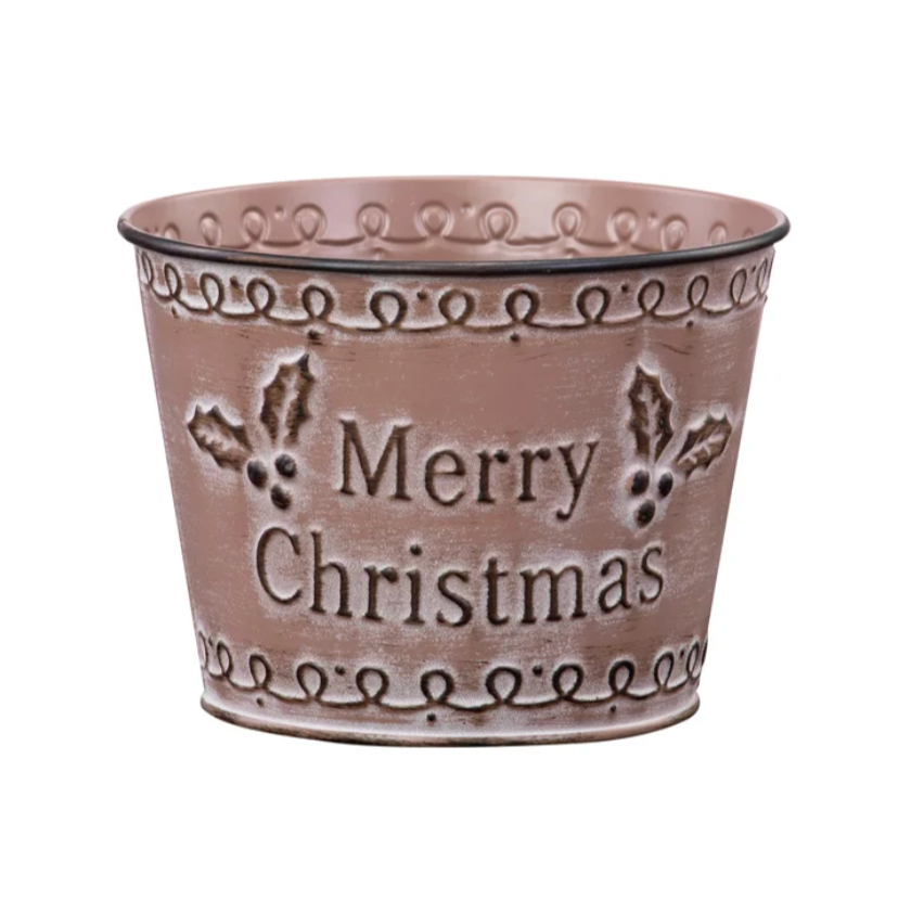 5" Brown Merry Christmas Pot Cover
