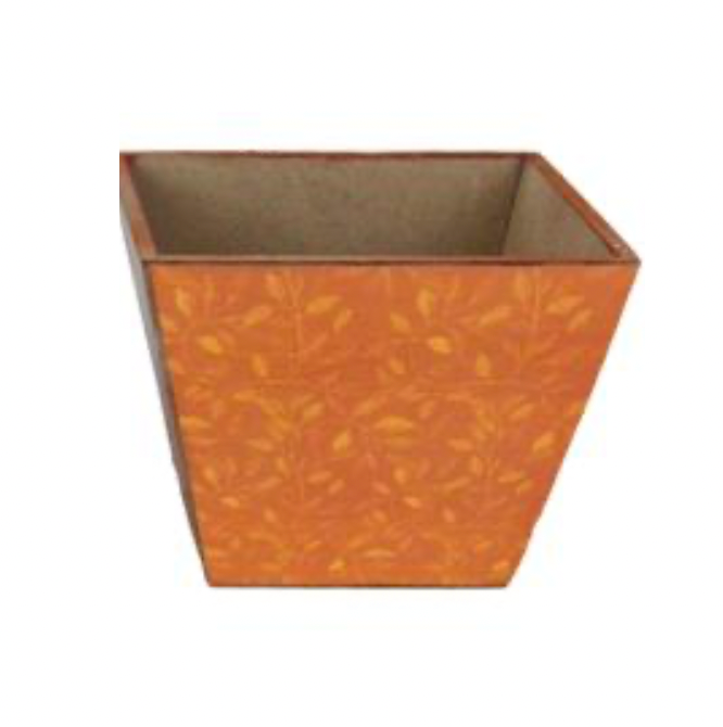 6"Sqx4.5"H Planter W/Fall Foliage Decals (Orange)