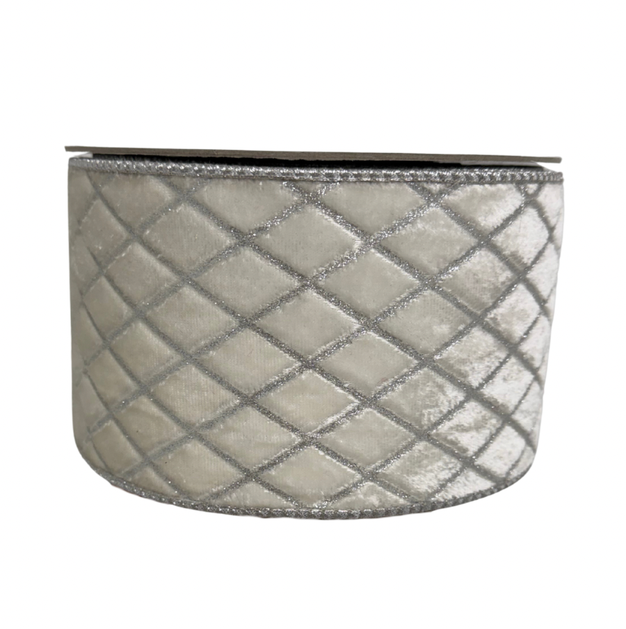 Farrisilk 4"X10YD Metallic Diamond Ribbon (Silver)