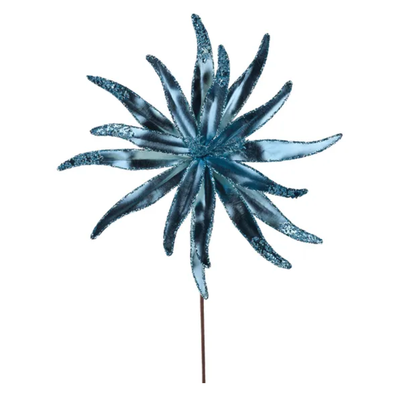 27"L x 17.5"Dia Metallic Spider Mum Stem (Ice Blue)