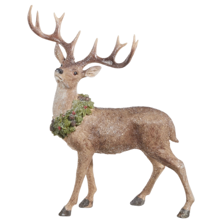 19.5" and 14" Deer With Wreath (Purchase is for ONE)