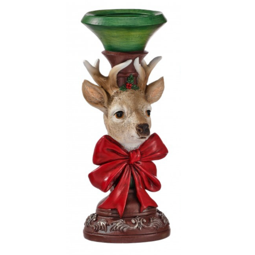 9-12" Resin Deerhead/Bow Candleholder (Sold Individually, Purchase is for ONE)