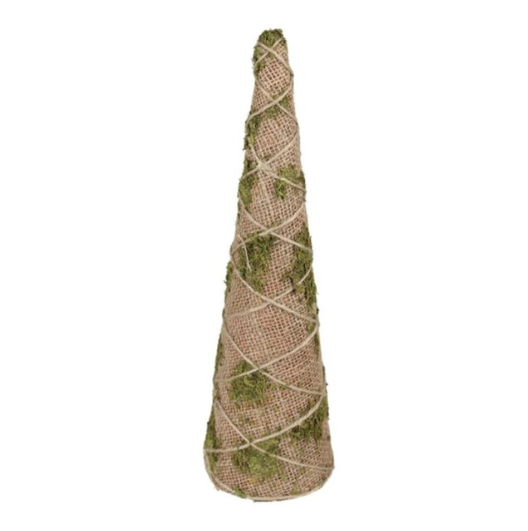24"H Burlap/Moss/Jute Cone