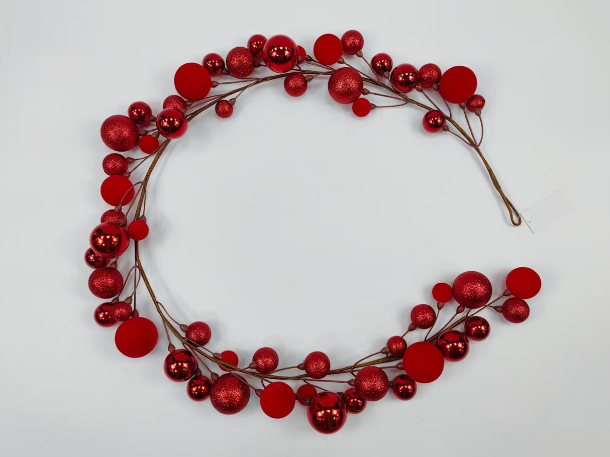 65" Ball Ornament Garland (Red)